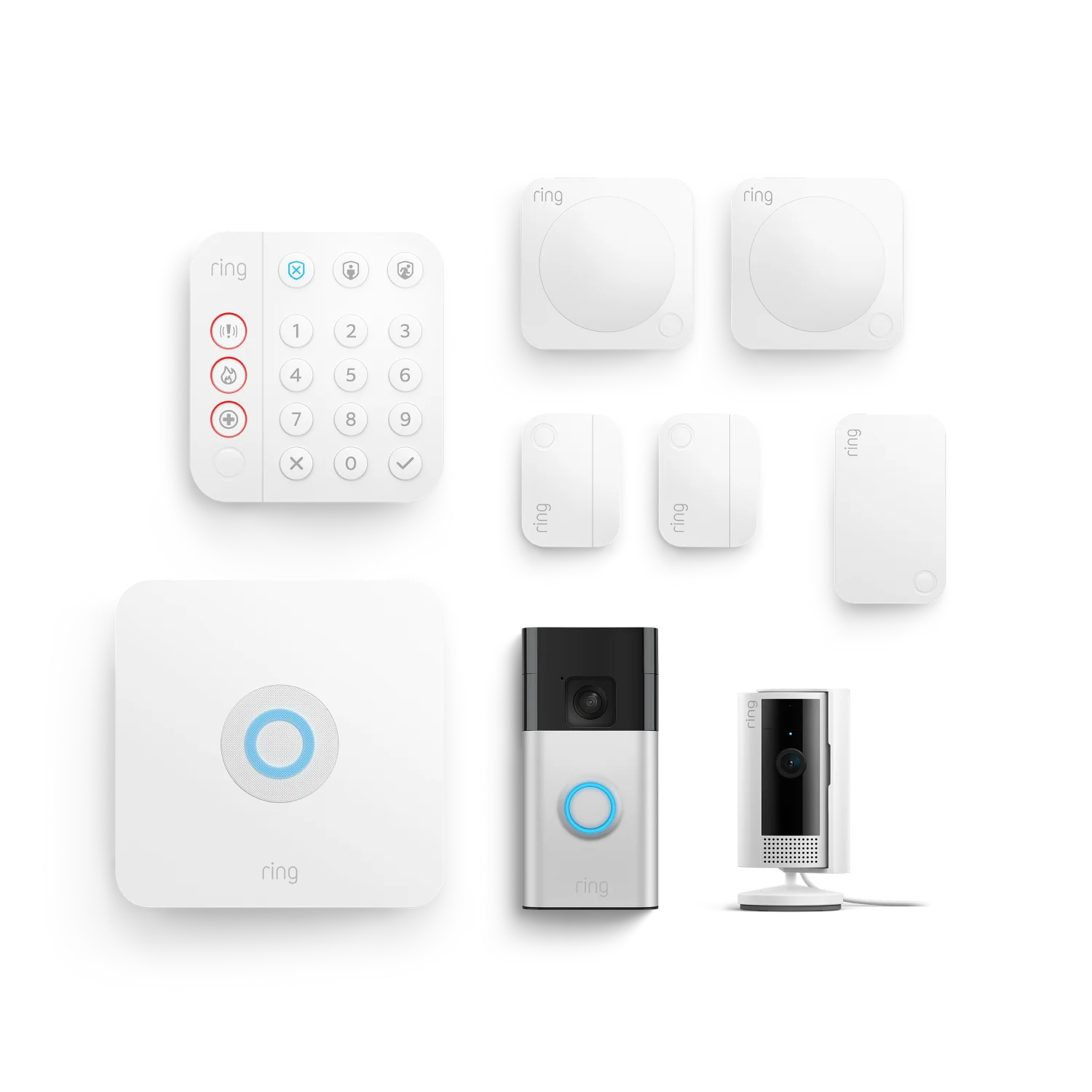 Alarm-Set + Innenkamera 2. Gen + Akku-Videotürklingel im Paket - M